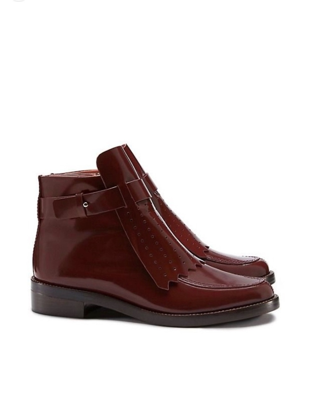 Tory Burch Hyde Burgundy Leather Ankle Boots, Size 7.5